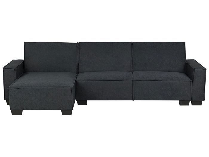 Canapé angle à droite 3 places convertible en tissu gris graphite ROMEDAL