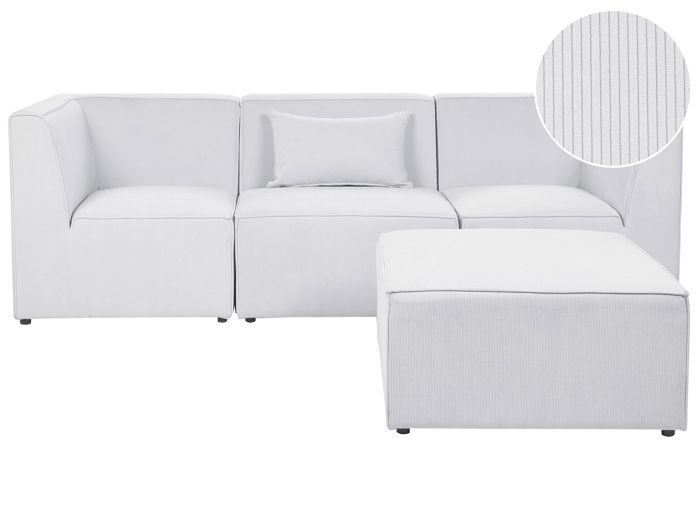 Canapé modulable 3 places en velours côtelé blanc cassé LEMVIG
