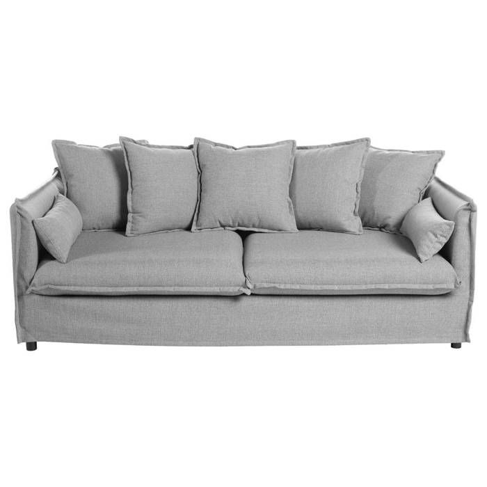 Canapé 3 Places Gris - ATMOSPHERA - Odilon - Déhoussable - 210 cm - 104 cm - Contemporain - Design