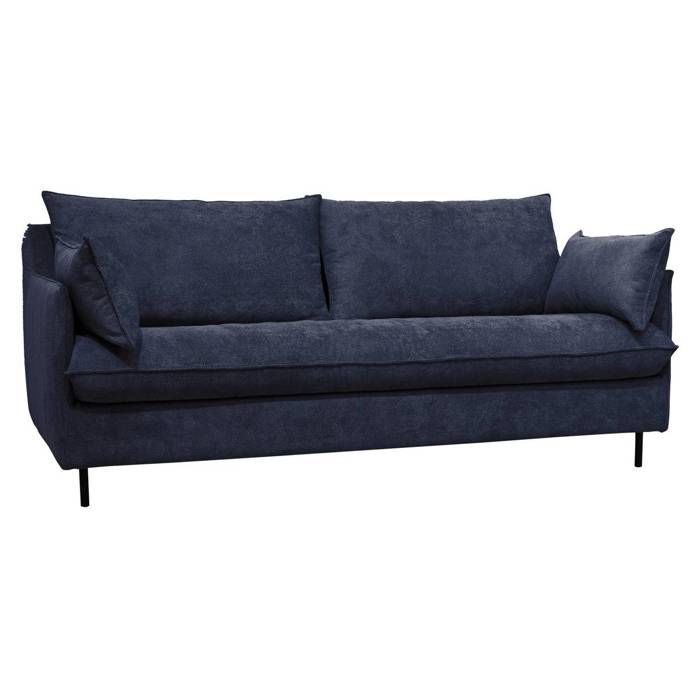 Canapé 3 Places Convertible Maple - PARIS PRIX - Vintage - Moelleux - Tissu - Bleu