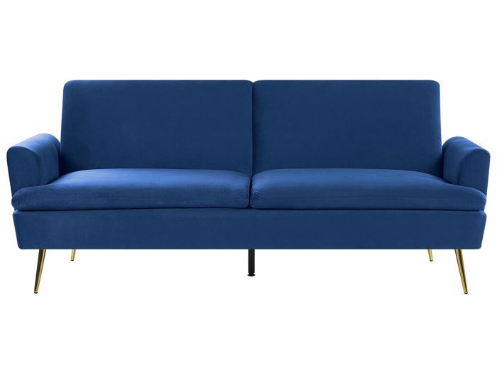 Canapé convertible 3 places en velours bleu marine VETTRE