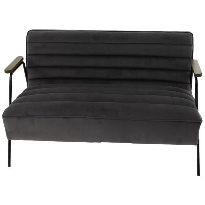 Canapé 2 places en velours gris Hutch - AMADEUS - Vintage - Fixe - Moelleux