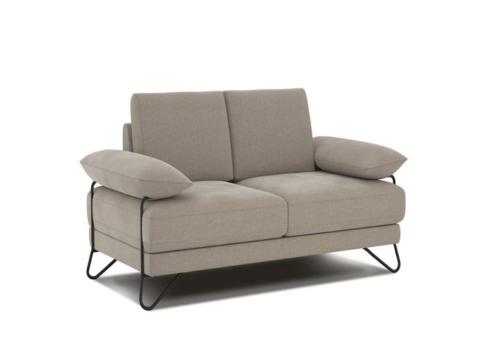 Canapé droit 2 places tissu beige clair - LORI