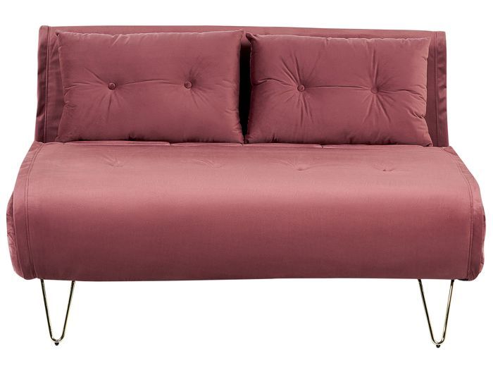 Canapé convertible 2 place en velours rose VESTFOLD