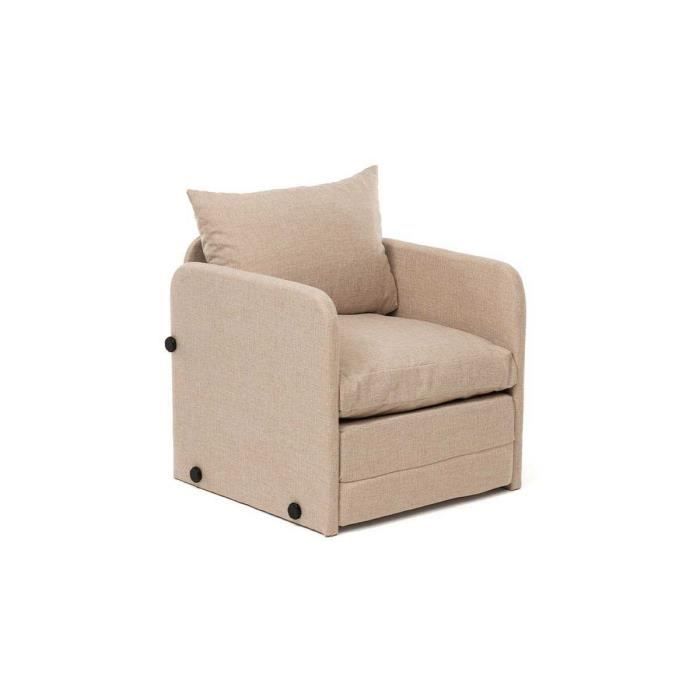 Fauteuil convertible en tissu Saga beige