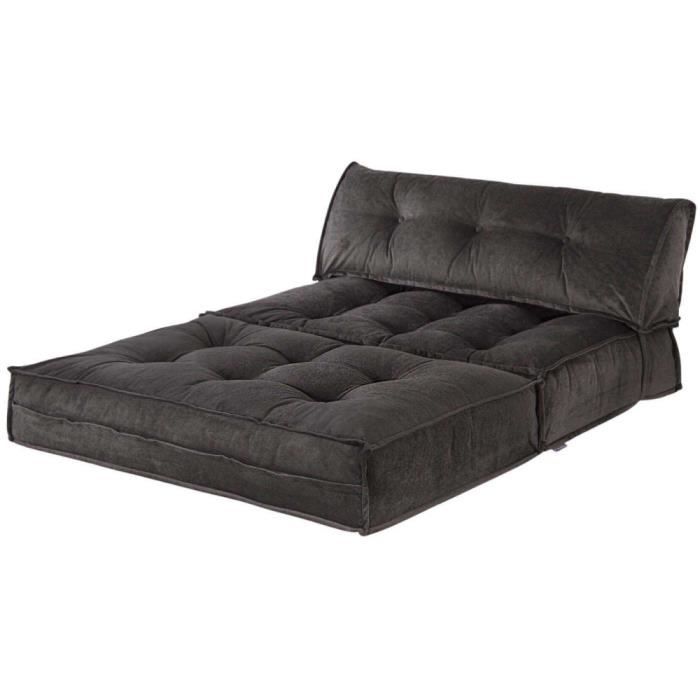 Canapé chauffeuse 2 places velours Mocca anthracite