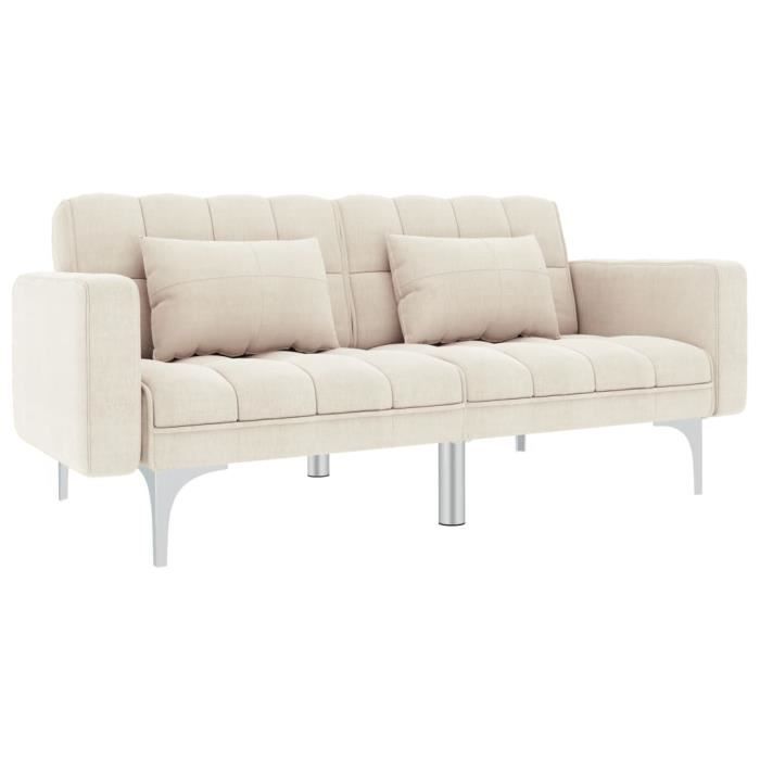 Canapé-lit Convertible - Tissu - Crème - Contemporain - Design