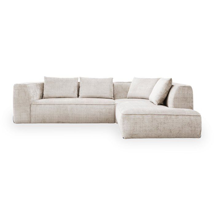 ROSIE - Canapé d'angle en tissu beige - Angle droit