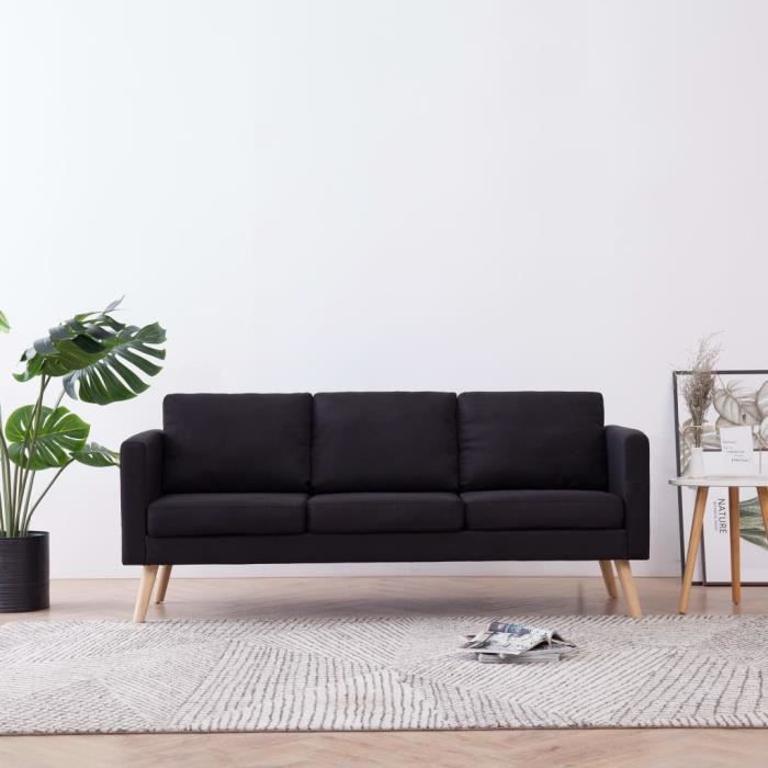 Canapé à 3 places - Jeu de canapé - Scandinave - 168 x 70 x 73 cm (l x P x H)Canapé d’angle relaxationTissu Noir