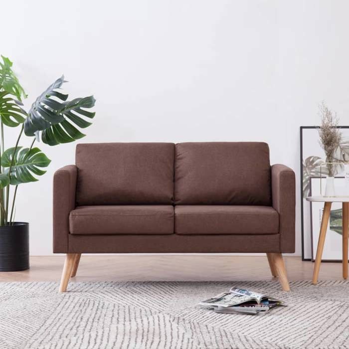 Canapé à 2 places-Mobilier de Salon Tissu Marron