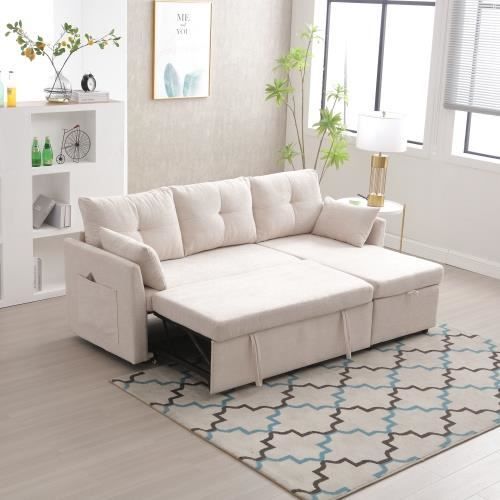 Canapé sectionnel modulaire Sofa en L,Chaise réversible Canapé sectionnel modulaire Canapé modulaire,Sièges de stockage,blanc