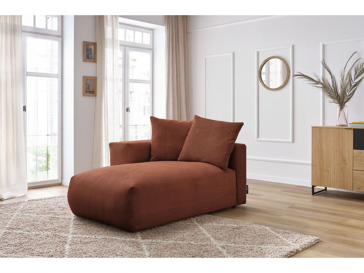 Méridienne avec accoudoir pour canapé modulable VOLTAIRE orange  angle gauche BOBOCHIC 1 places