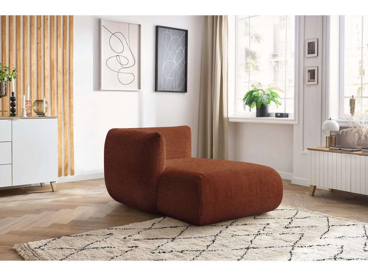 Méridienne avec accoudoir pour canapé modulable LECOMTE orange  angle gauche BOBOCHIC 1 places