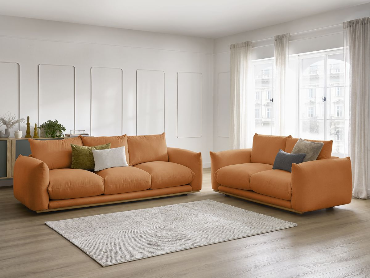Ensemble canapé droit fixe 3 + 2 places ERNEST orange   BOBOCHIC
