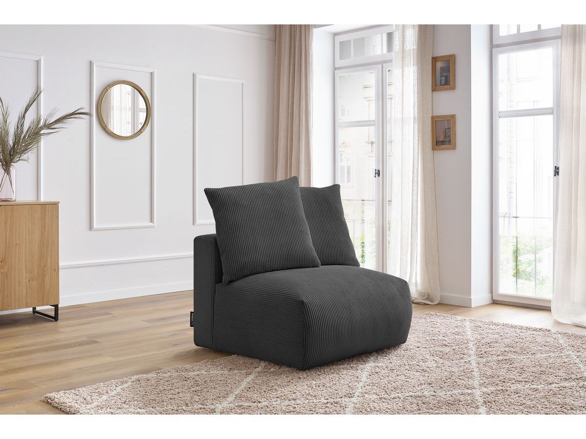 Chauffeuse 1 place sans accoudoir pour canapé modulable VOLTAIRE gris foncé   BOBOCHIC 1 places
