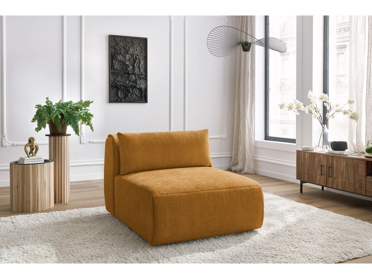 Chauffeuse 1 place sans accoudoir pour canapé modulable JEANNE tissu texturé jaune   BOBOCHIC 1 places