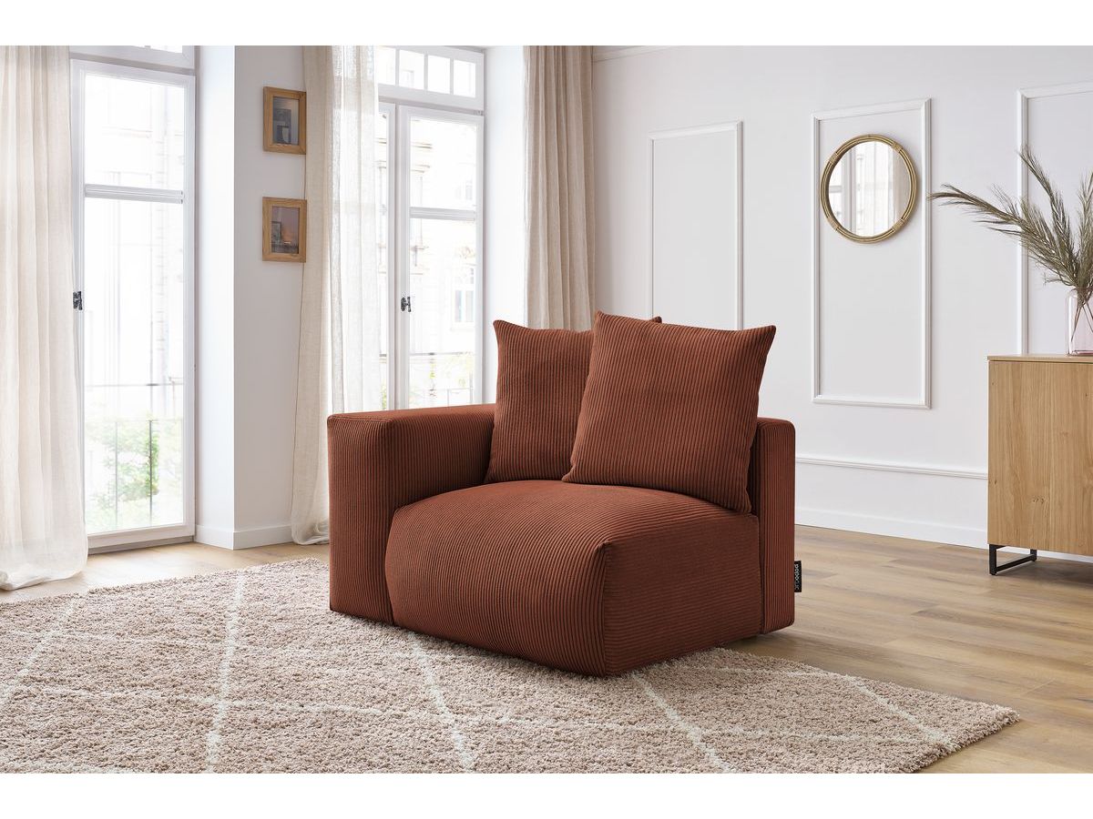 Chauffeuse 1 place avec accoudoir pour canapé modulable VOLTAIRE orange  angle gauche BOBOCHIC 1 places