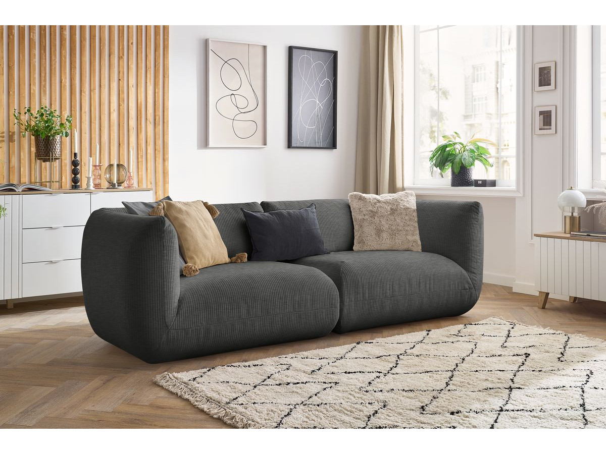 Canapé droit fixe 4 places LECOMTE gris foncé   BOBOCHIC 4 places