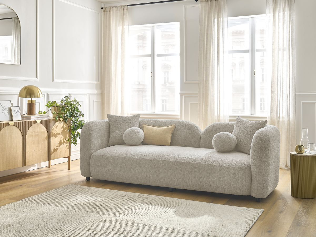 Canapé droit fixe 3 places HAILEY taupe   BOBOCHIC