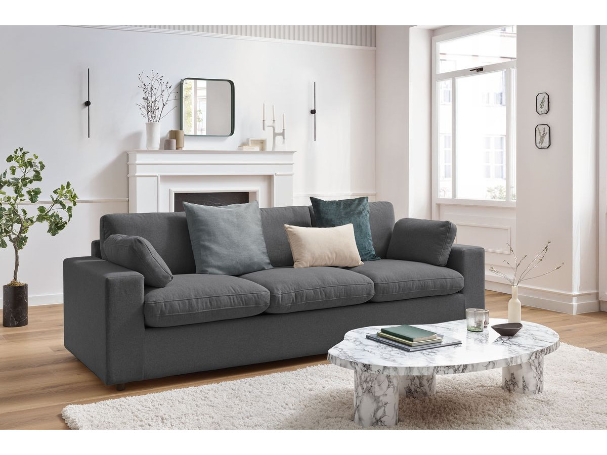 Canapé droit fixe 3 places BELAIR gris foncé   BOBOCHIC