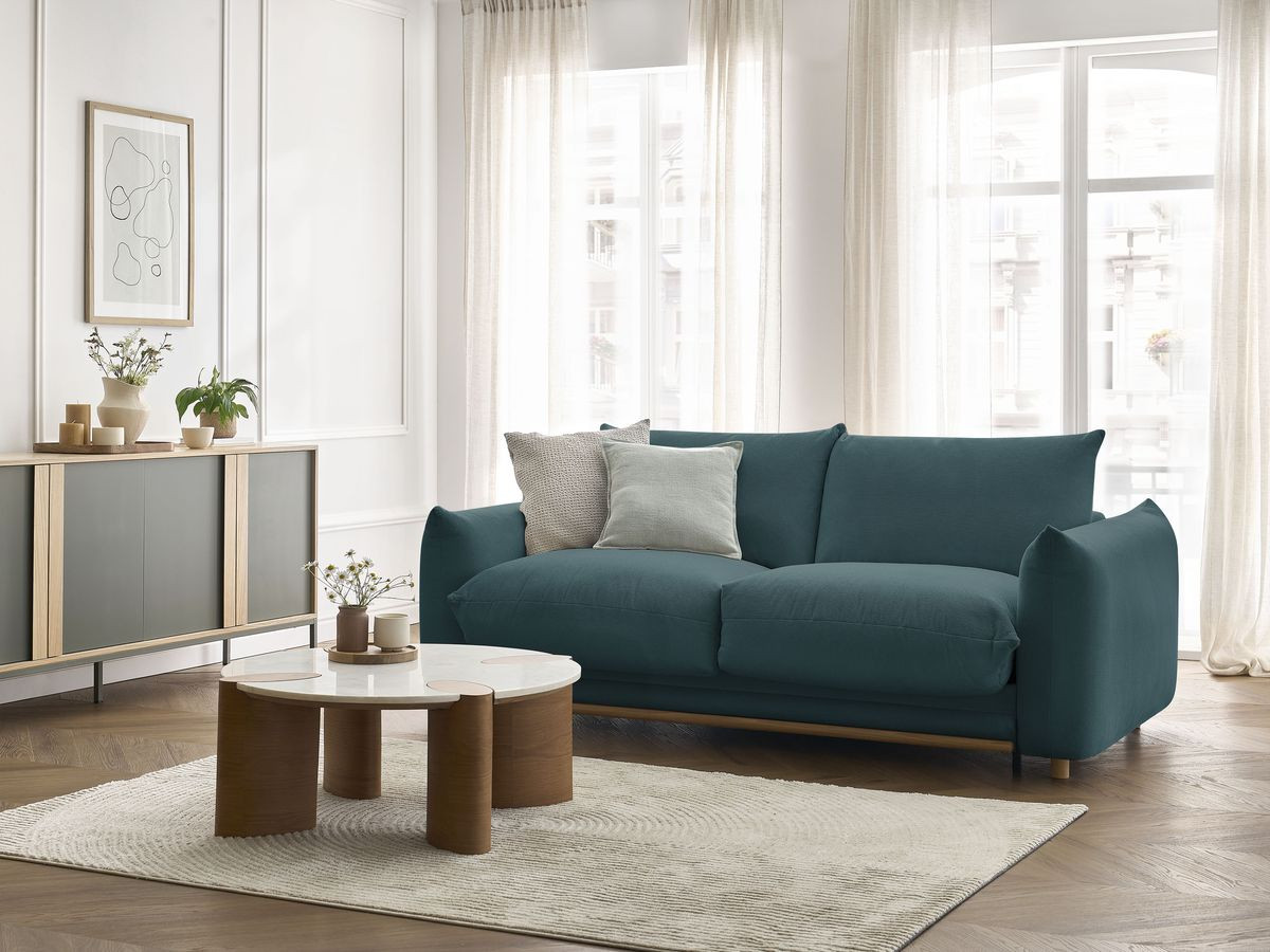 Canapé droit convertible ERNEST ouverture express bleu foncé 160x190  BOBOCHIC 3 places