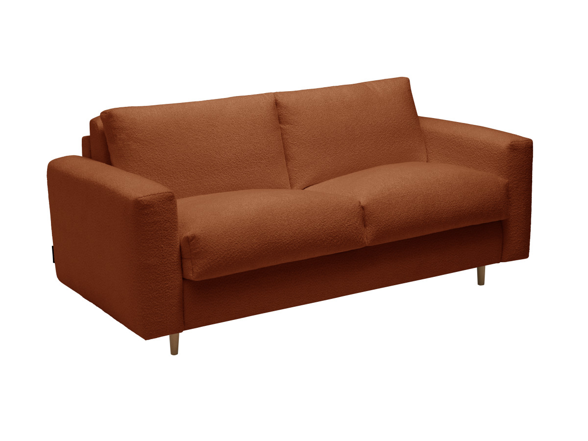 Canapé droit convertible COCOONE ouverture express tissu bouclette orange 140x200  BOBOCHIC 3 places