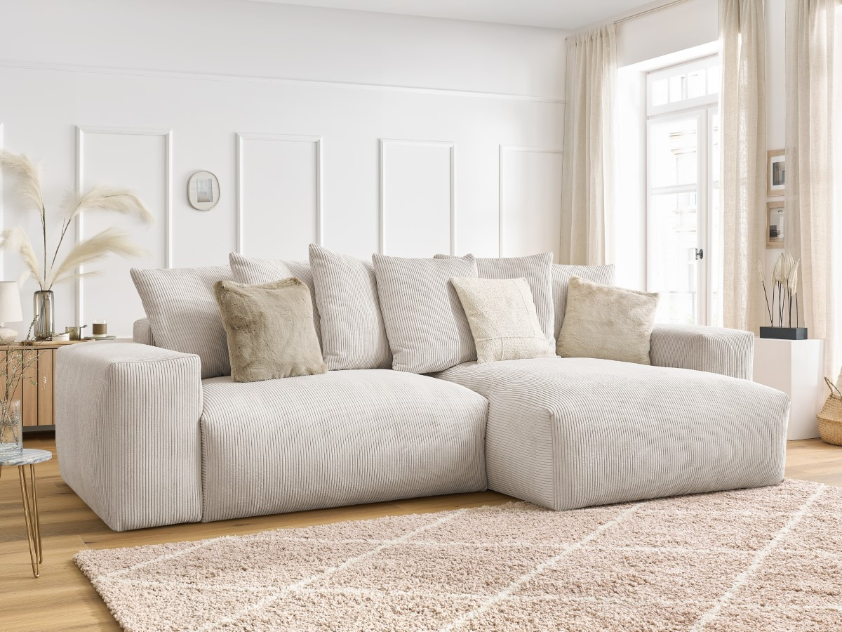 Canapé d'angle réversible MOELLEUX convertible coffre VOLTAIRE beige  réversible BOBOCHIC 4 places