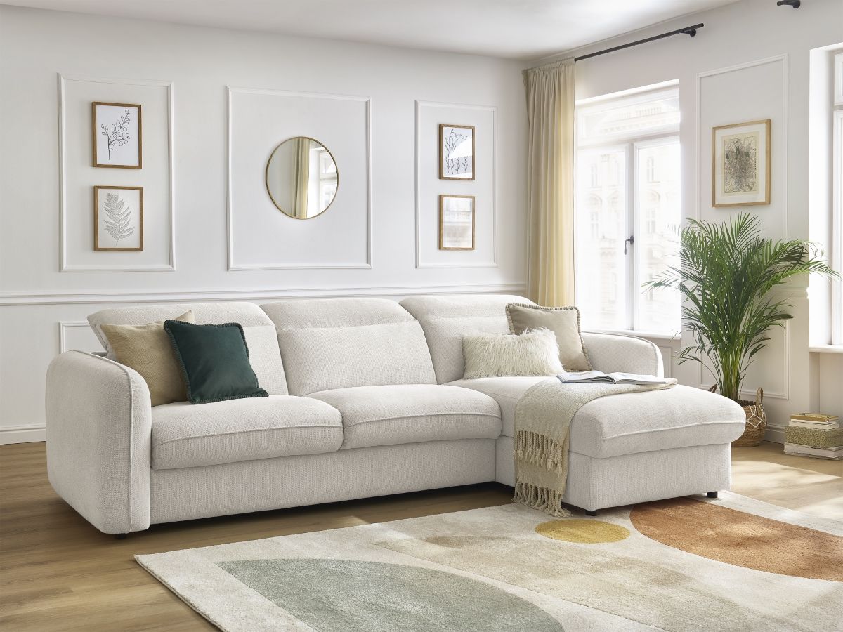 Canapé d'angle réversible convertible express coffre ACHILLE blanc 160x200  BOBOCHIC 4 places