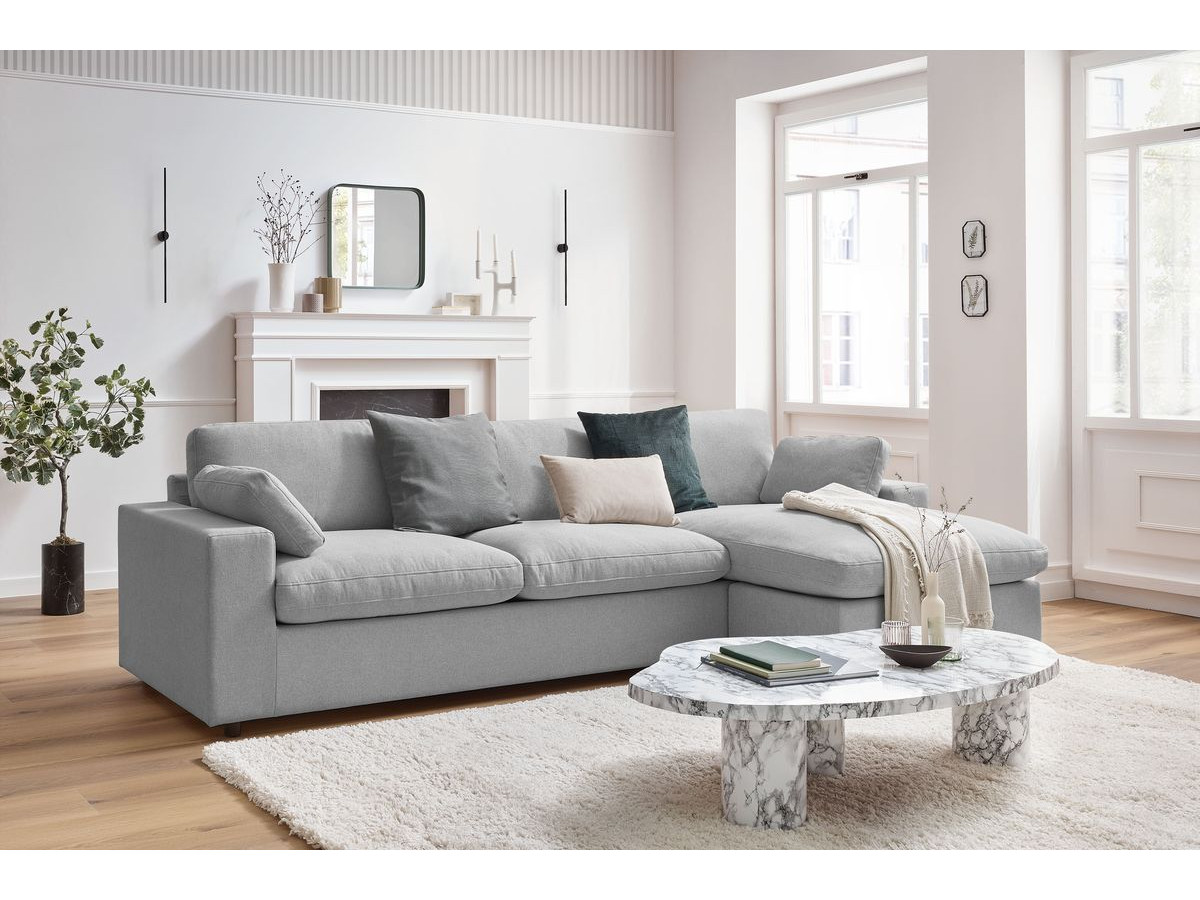 Canapé d'angle fixe réversible BELAIR gris clair   BOBOCHIC 4 places