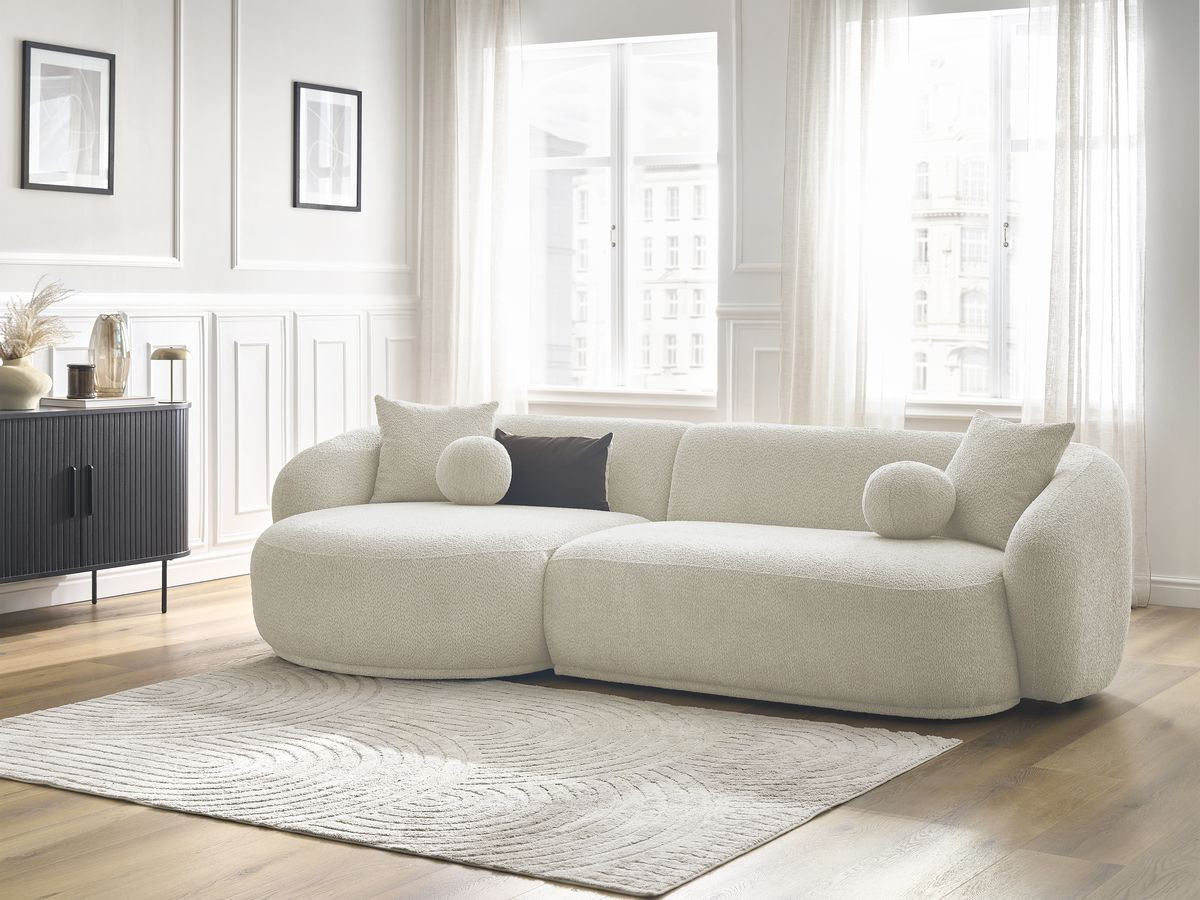 Canapé d'angle fixe ASHLEY beige  angle gauche BOBOCHIC 4 places