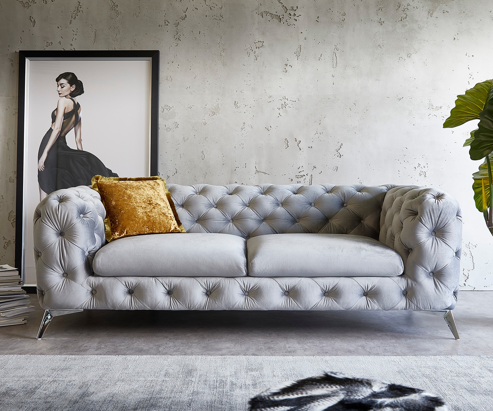 Canapé Corleone 3 places gris vintage