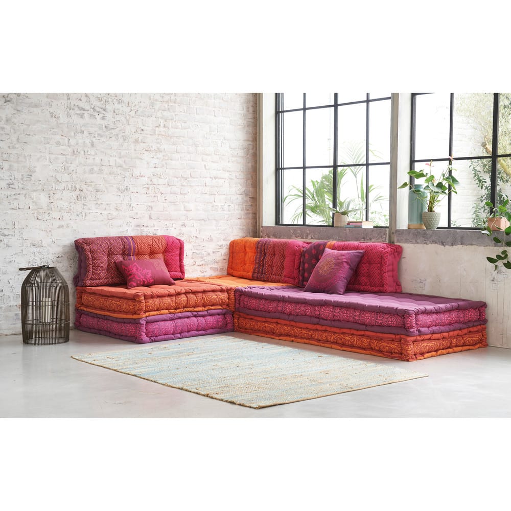 Banquette d'angle modulable 6 places en coton Madurai