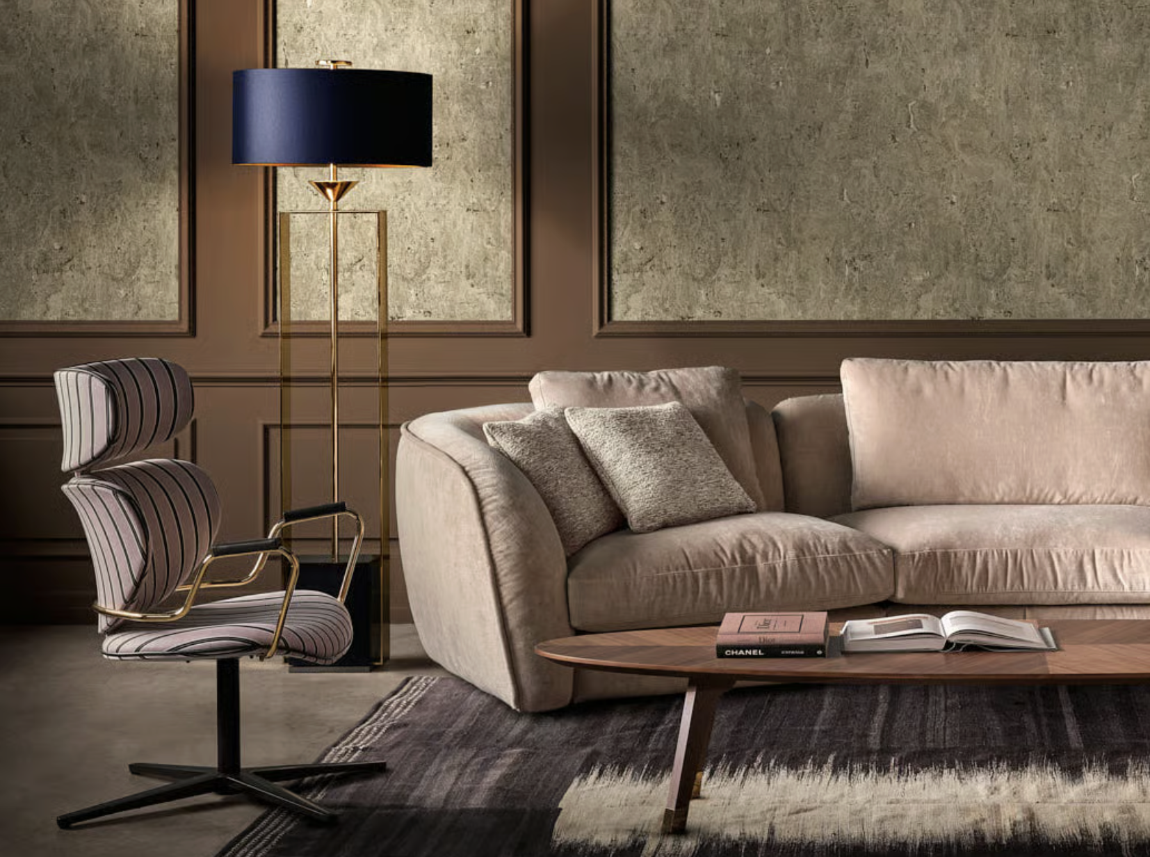 Canapé Levante tissu velours beige - Vue supplémentaire 2