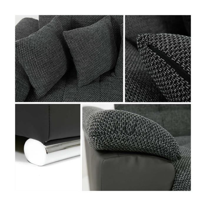 Canapé Niko d'angle droit convertible Niko gris/noir - Vue supplémentaire 2