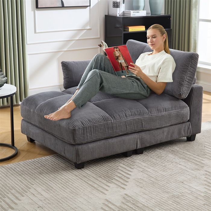 Canapé Chaise Longue Confortable avec un accoudoir,charge USB,Canapé Paresseux,Gris