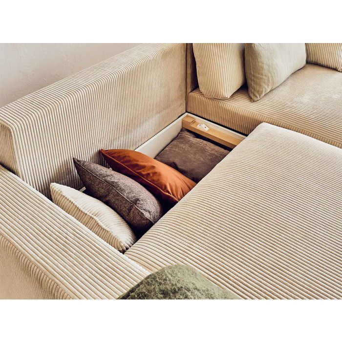 Canapé Pivoine - 4 places velours côtelé Beige - Vue supplémentaire 1