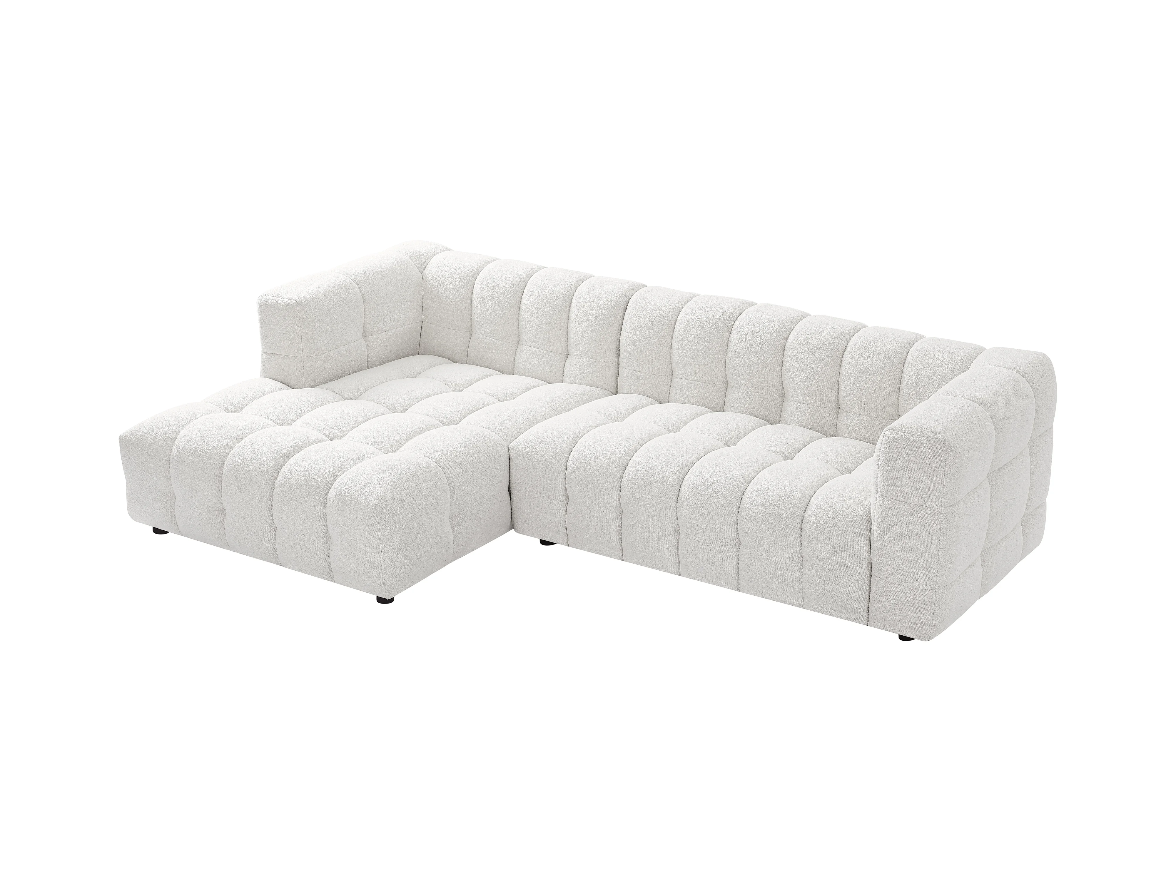 Canapé Lerici - Angle gauche en tissu bouclette blanc ivoire - Vue supplémentaire 1