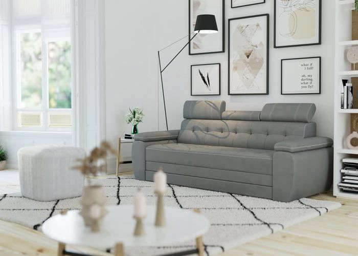 Robin Inspire Canapé Convertible Diana - Moderne, Élégant avec Oreillers et Appuie-têtes Réglables - Très confortable - Gris