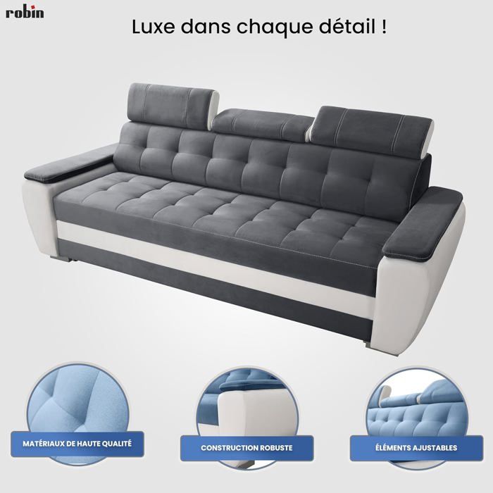 Canapé Diana convertible gris - Vue supplémentaire 2