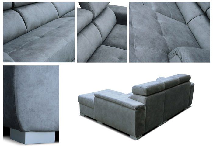 Robin Inspire Canapé Silver Marvel D'Angle Salon Avec Fonction De Couchage - Convertible - Droite - 108 x 247 x 165 cm - Bleu - Vue supplémentaire 2