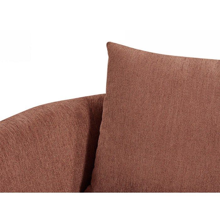 Canapé d'angle gauche en velours texturé terracotta LOUSADO - Vue supplémentaire 1