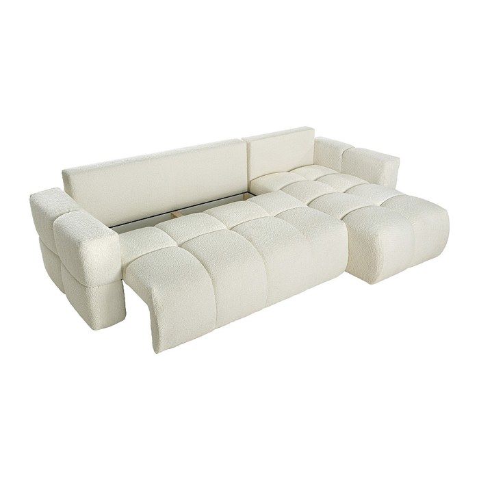 Canapé Issoro - convertible en tissu bouclette beige - Vue supplémentaire 1
