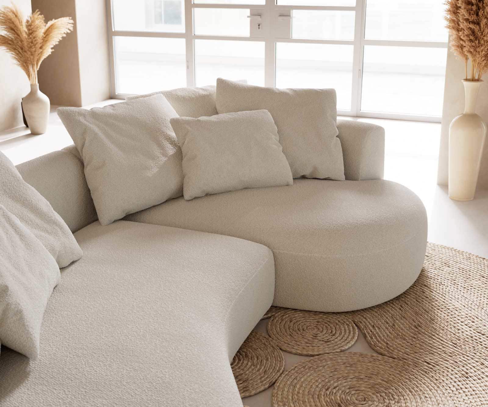 Canapé Edina 330x170 cm Bouclé Crème-Blanc - Vue supplémentaire 1