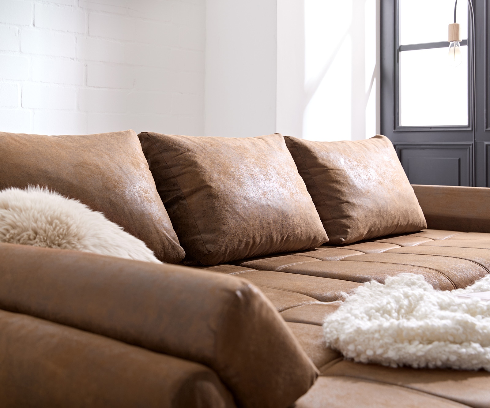 Canapé Loana 275x185 cm marron avec fonction lit - Vue supplémentaire 1