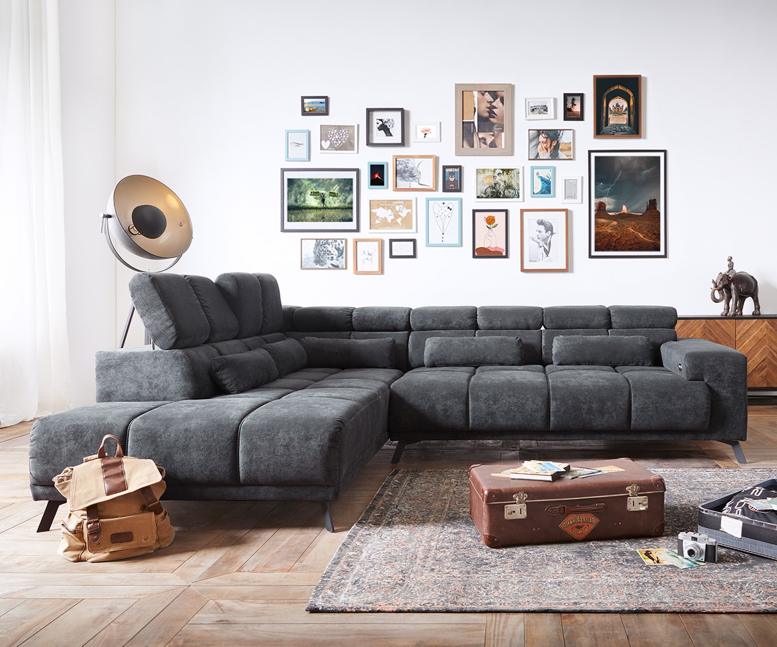 Canapé Catan - Angle microfibre anthracite relax electrique - Vue supplémentaire 1