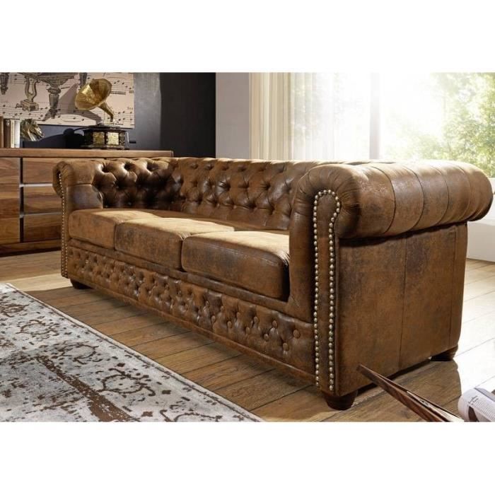 Canapé Oxford - Chesterfield 3 places Brun Café - Vue supplémentaire 2
