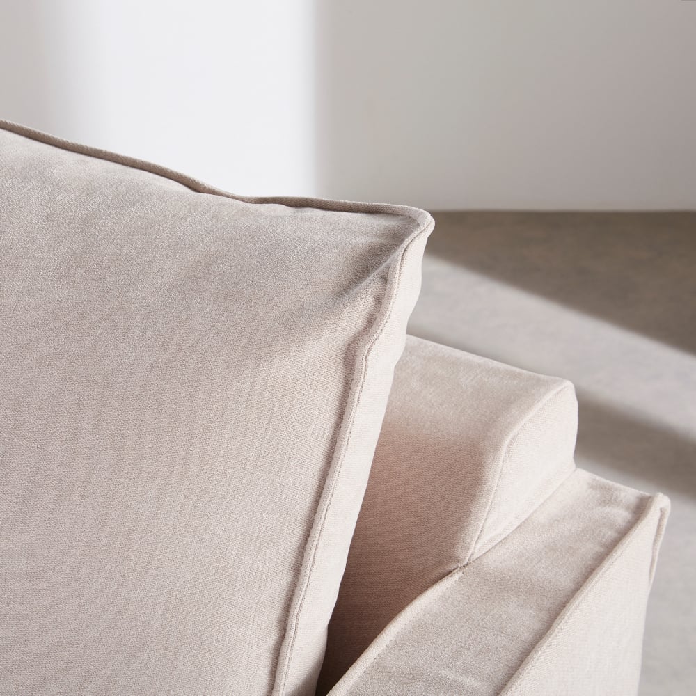 Julio - Canapé convertible 3 places déhoussable en textile tramé beige - Vue supplémentaire 3