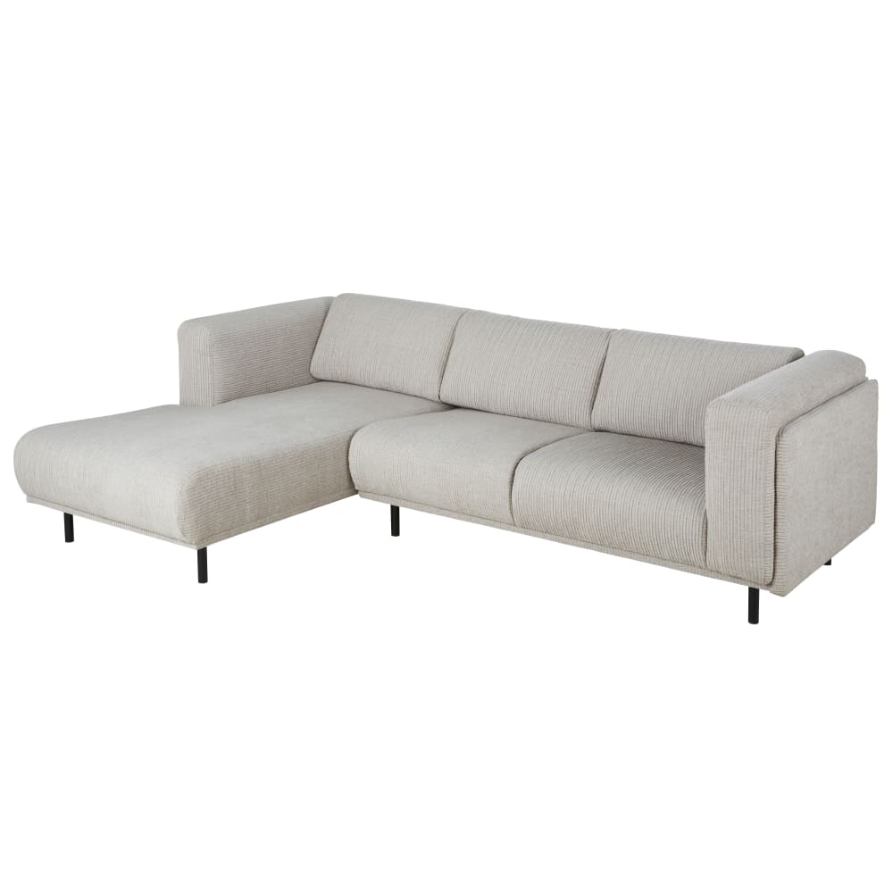 Nemo - Canapé d'angle gauche 3/4 places en velours côtelé gris clair - Vue supplémentaire 3