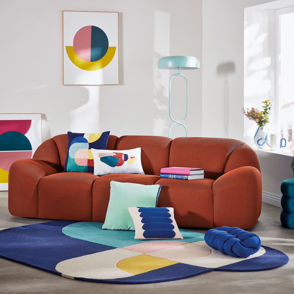 Play - Canapé 3 places en tissu mailles 3D coloris rouille - Vue supplémentaire 3