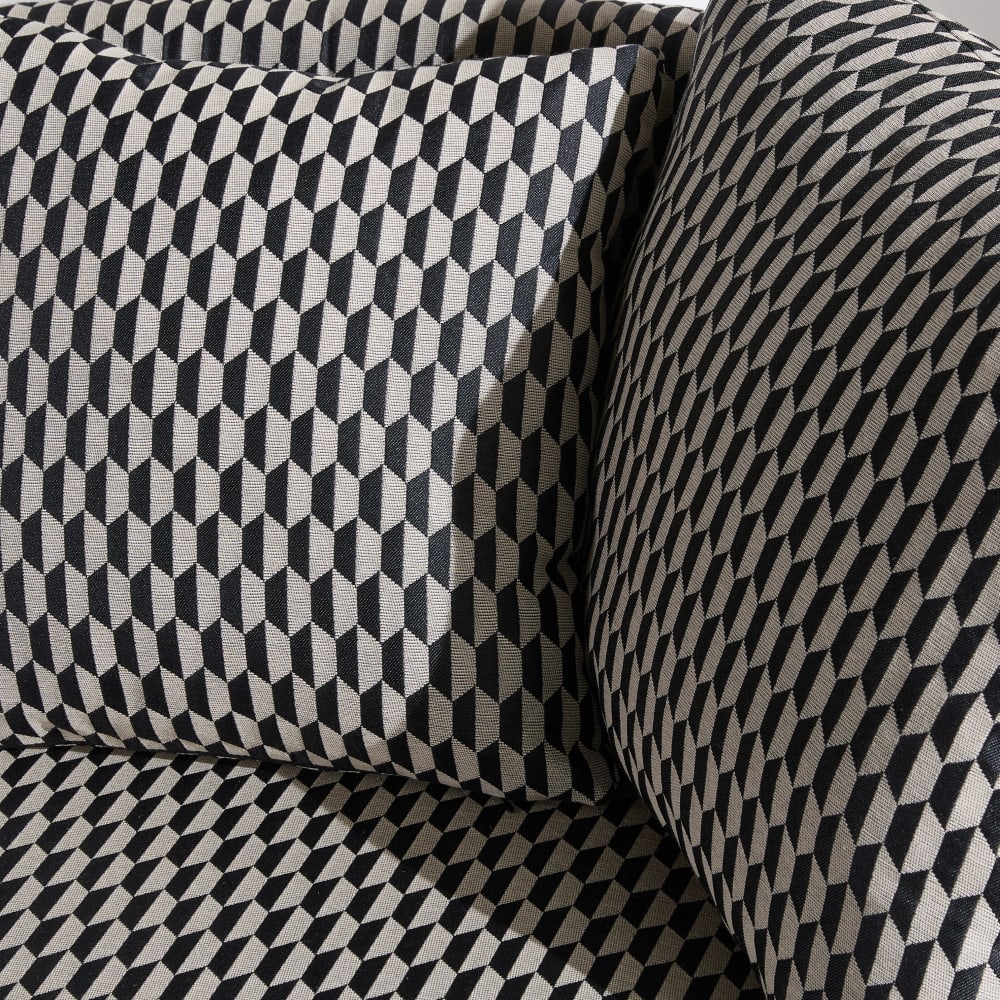 Teese - Canapé rond et pouf noir et blanc - Vue supplémentaire 3